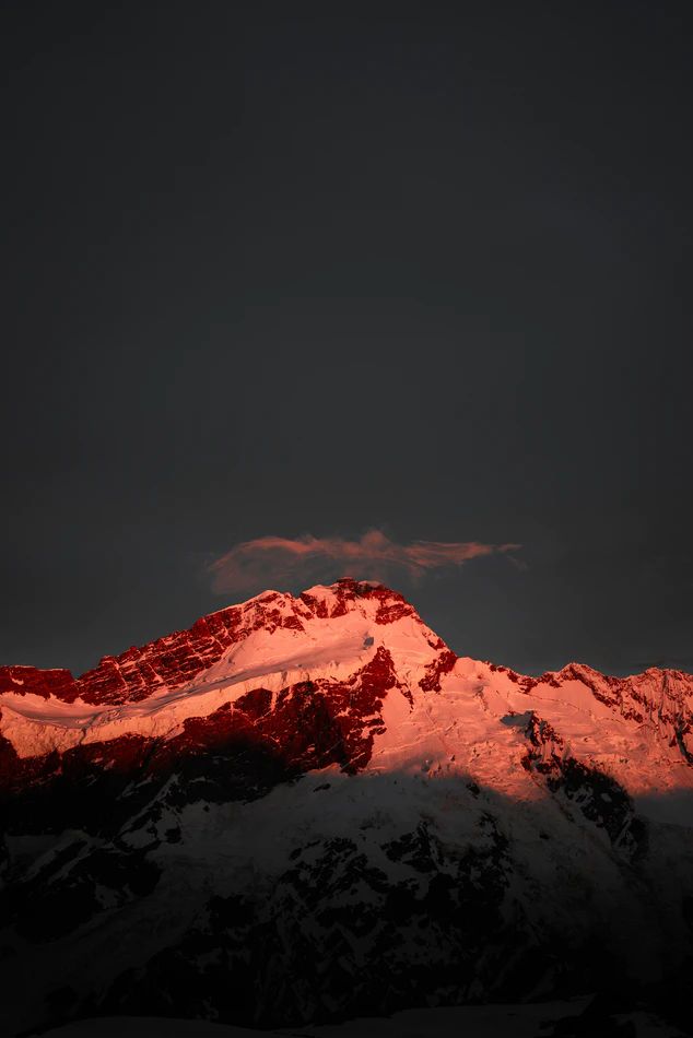 Mountain Covered In Snow Under Dark Sky Photo
