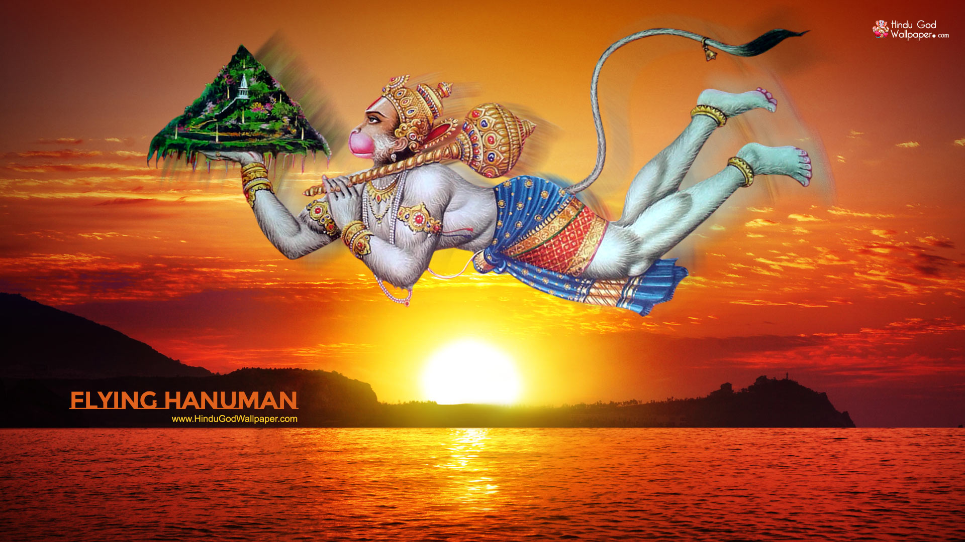 1080p Flying Hanuman HD Wallpaper