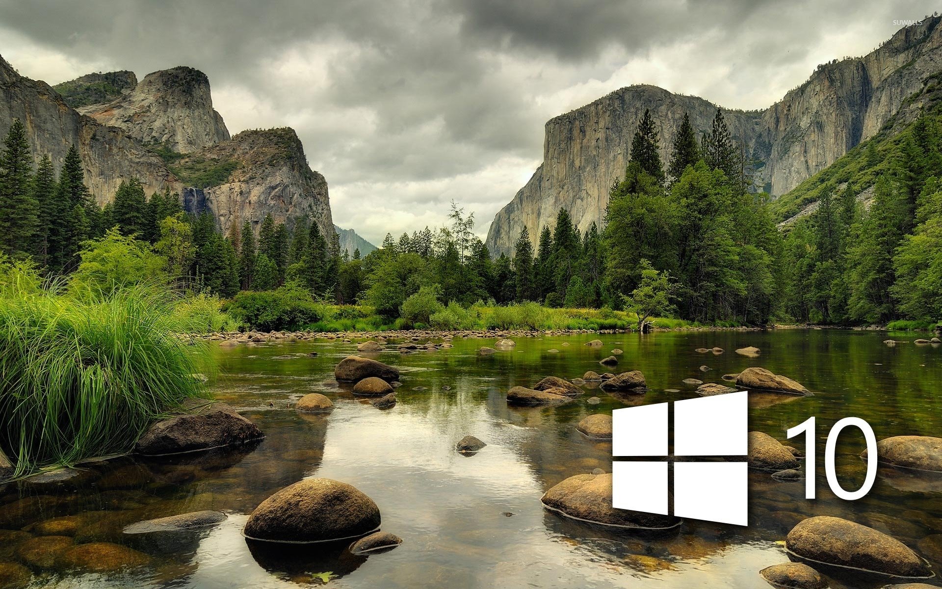 Windows 10 on the mountain lake simple logo wallpaper   Computer 1280x800