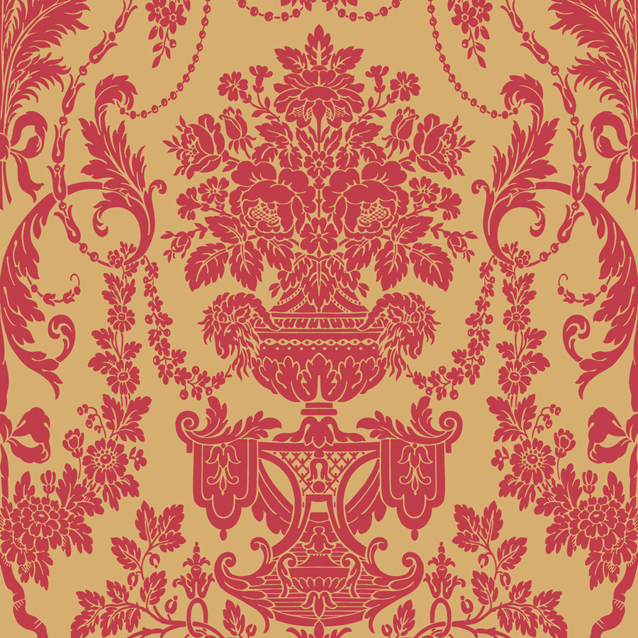Shop Allen Roth Red Gold Damask Wallpaper At Lowes