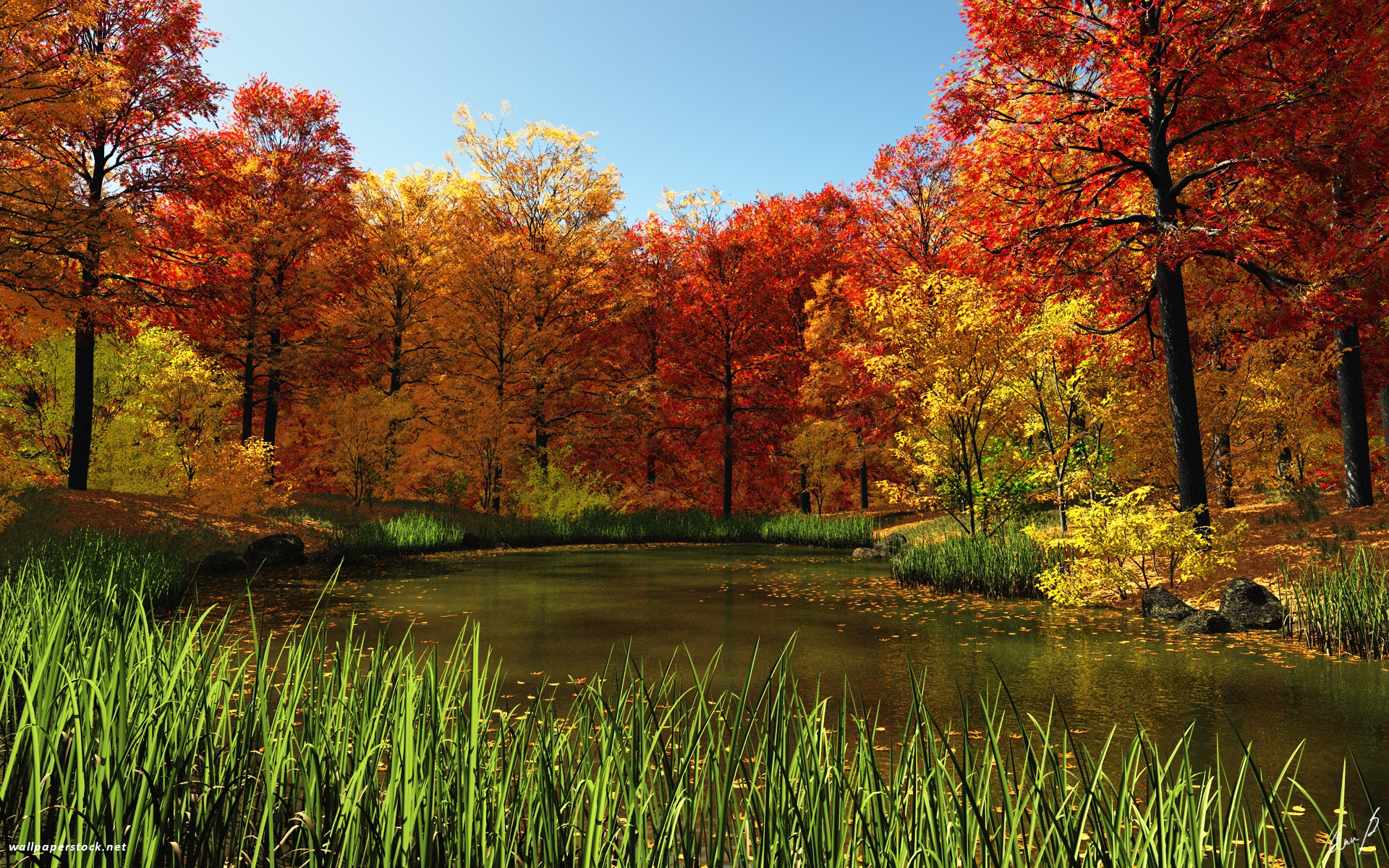 Fall Pond Desktop Pc And Mac Wallpaper