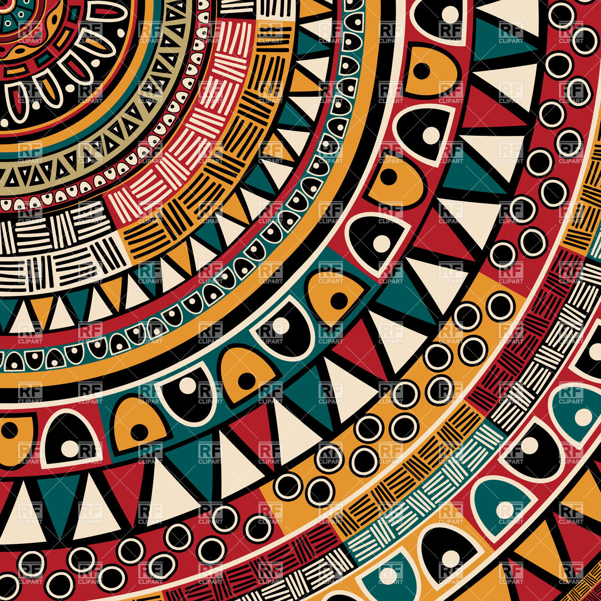 Round Tribal Ethnic Ornament Patchwork Pattern Background