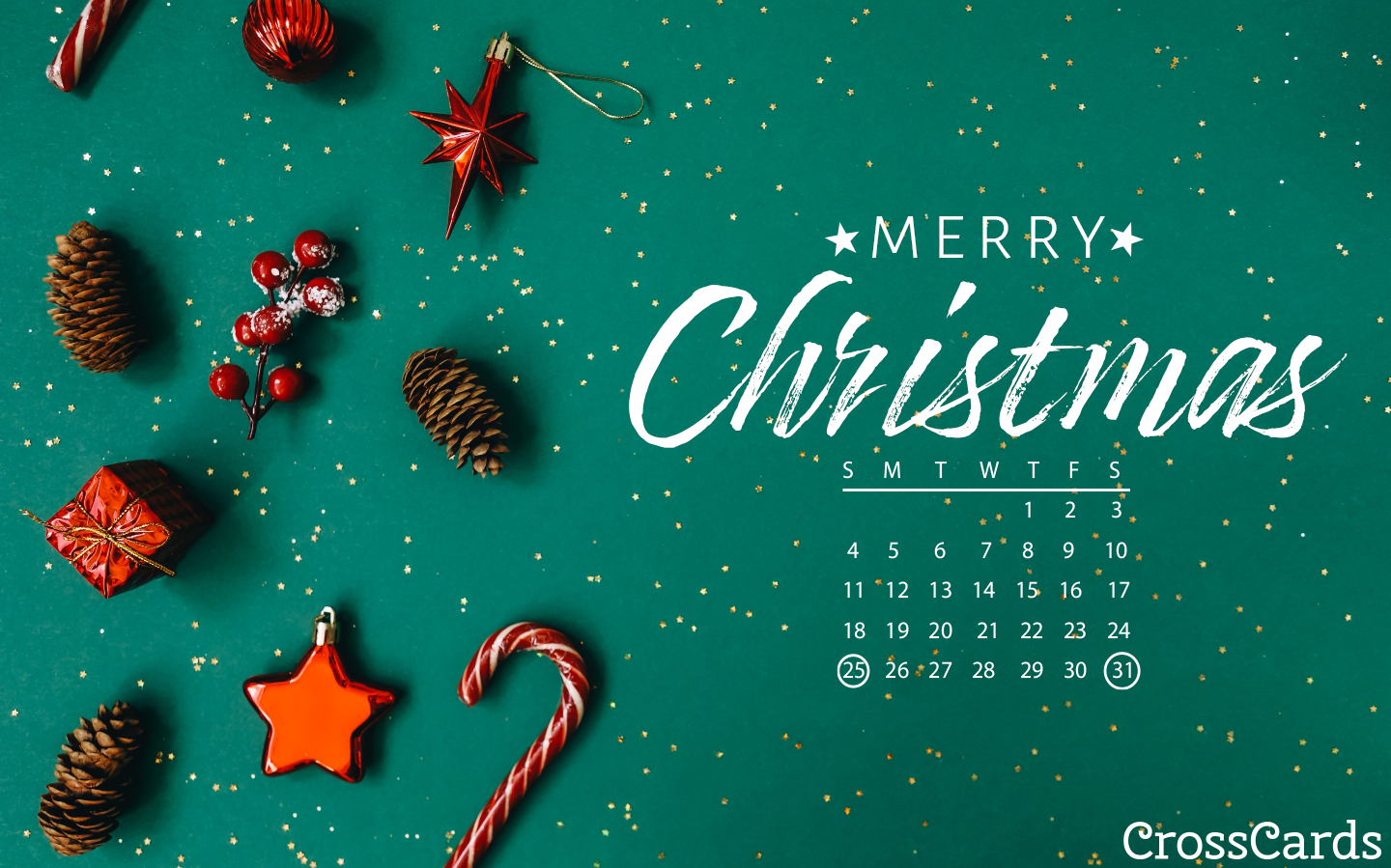 December Merry Christmas Desktop Calendar Free December