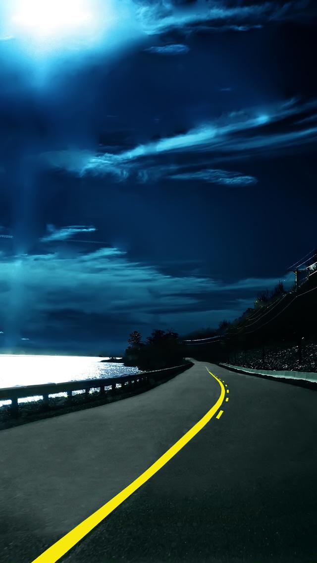 iphone 5 wallpapers road blue   8000   The Wondrous Pics