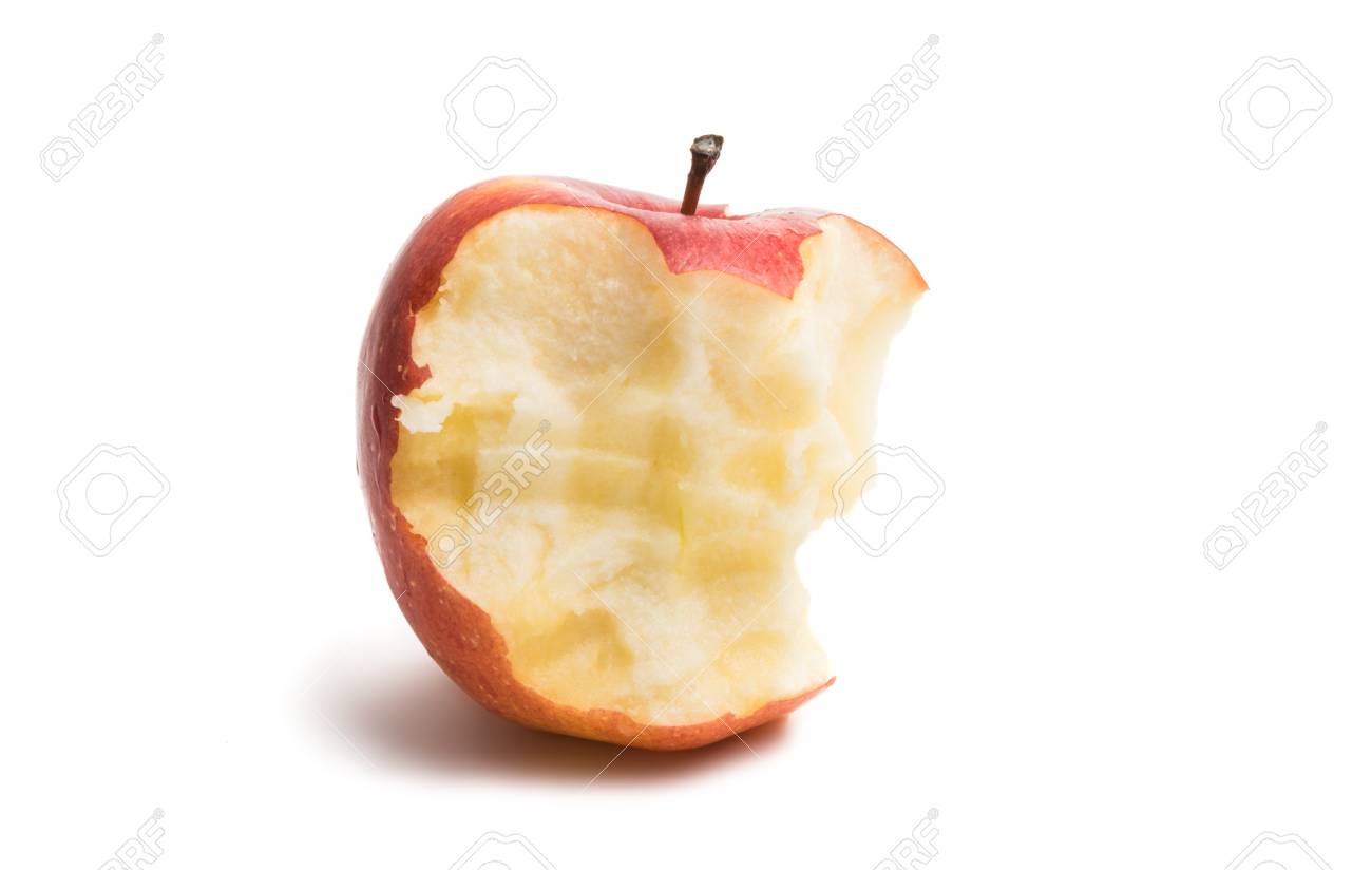 Stub Ripe Apple Isolated On White Background Stock Photo Picture
