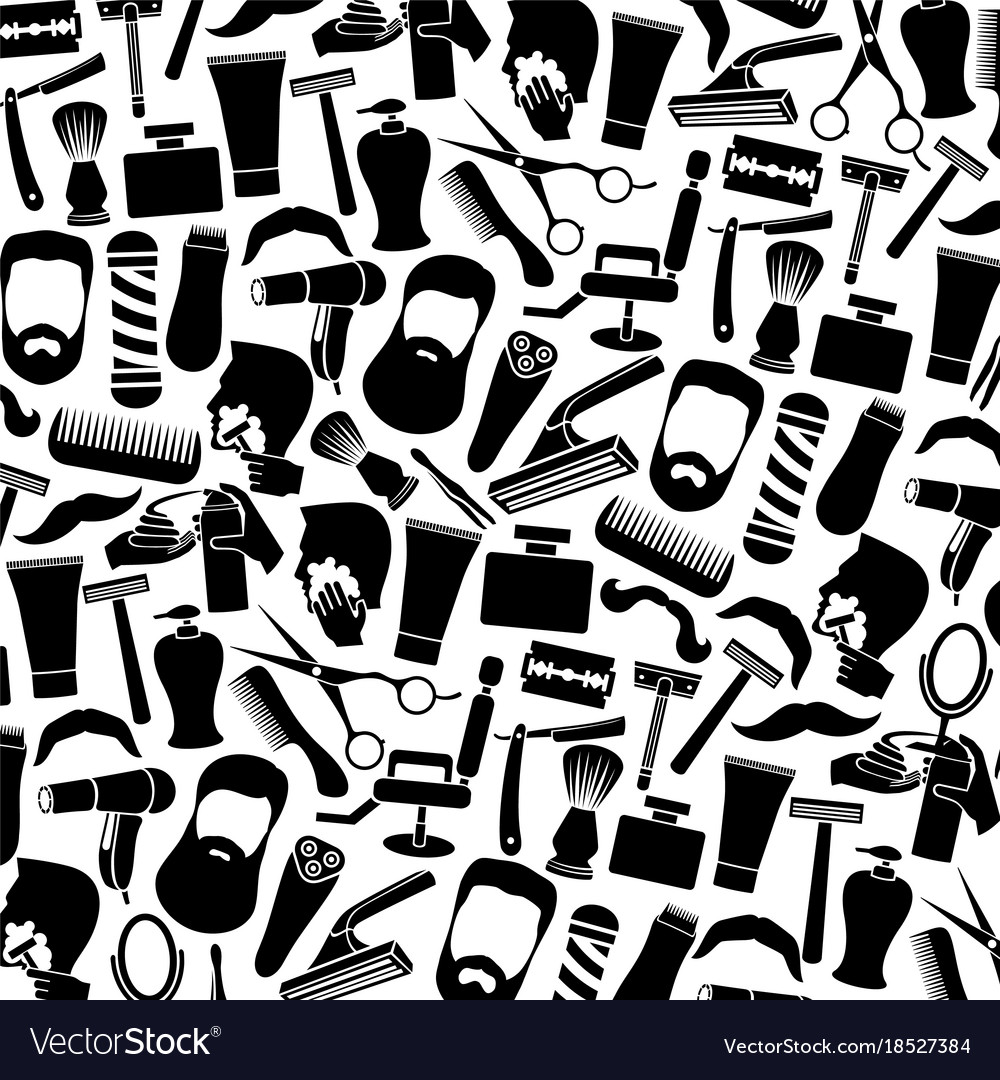 Background Pattern With Barber Salon Or Shop Icons