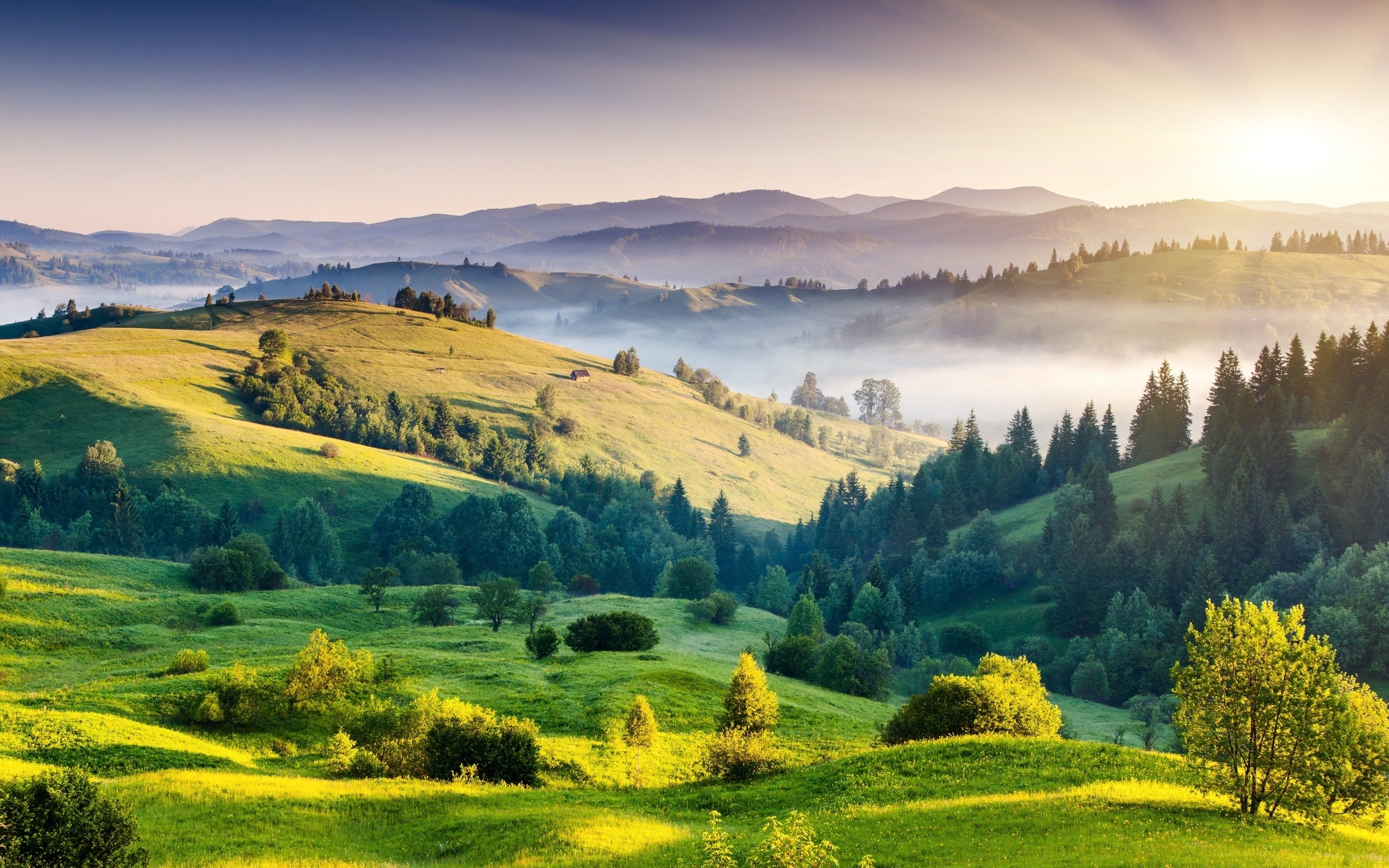 Beautiful Landscape Of Green Hills HD Desktop Wallpaper