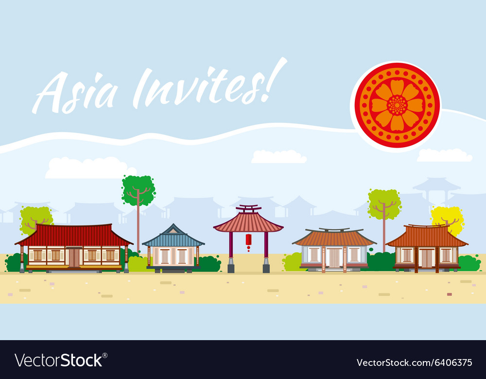 Asia travel background Royalty Free Vector Image