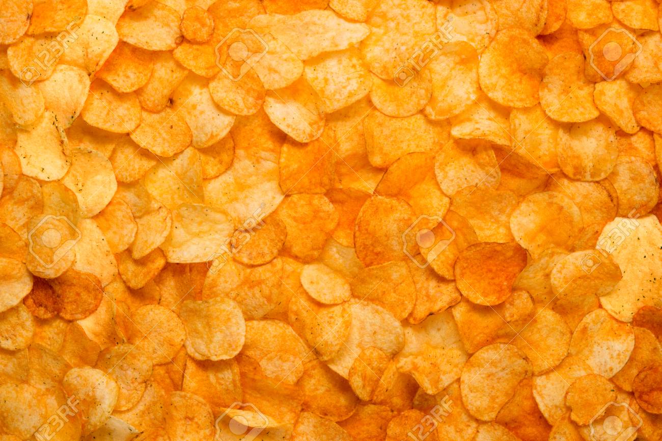 Chips Texture Crisp Potato Background Of Golden Unhealthy Food