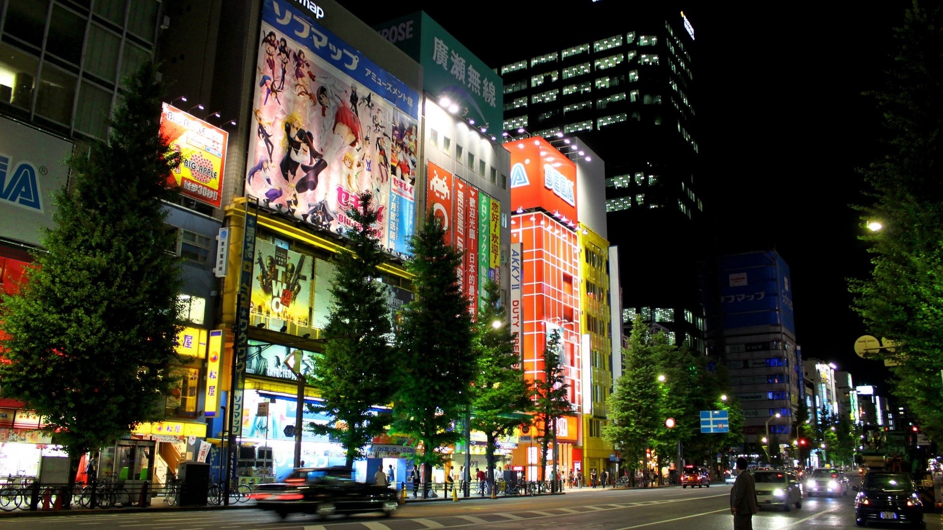 Wallpaper 1920x1080 Japan Tokyo Evening City Street Full HD 1080p