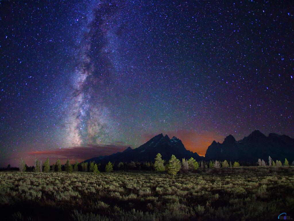 Wallpaper Starry Night Over Grand Teton Range X Desktop
