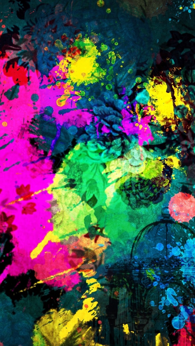 Colorful Paint Splatter iPhone 5s Wallpaper