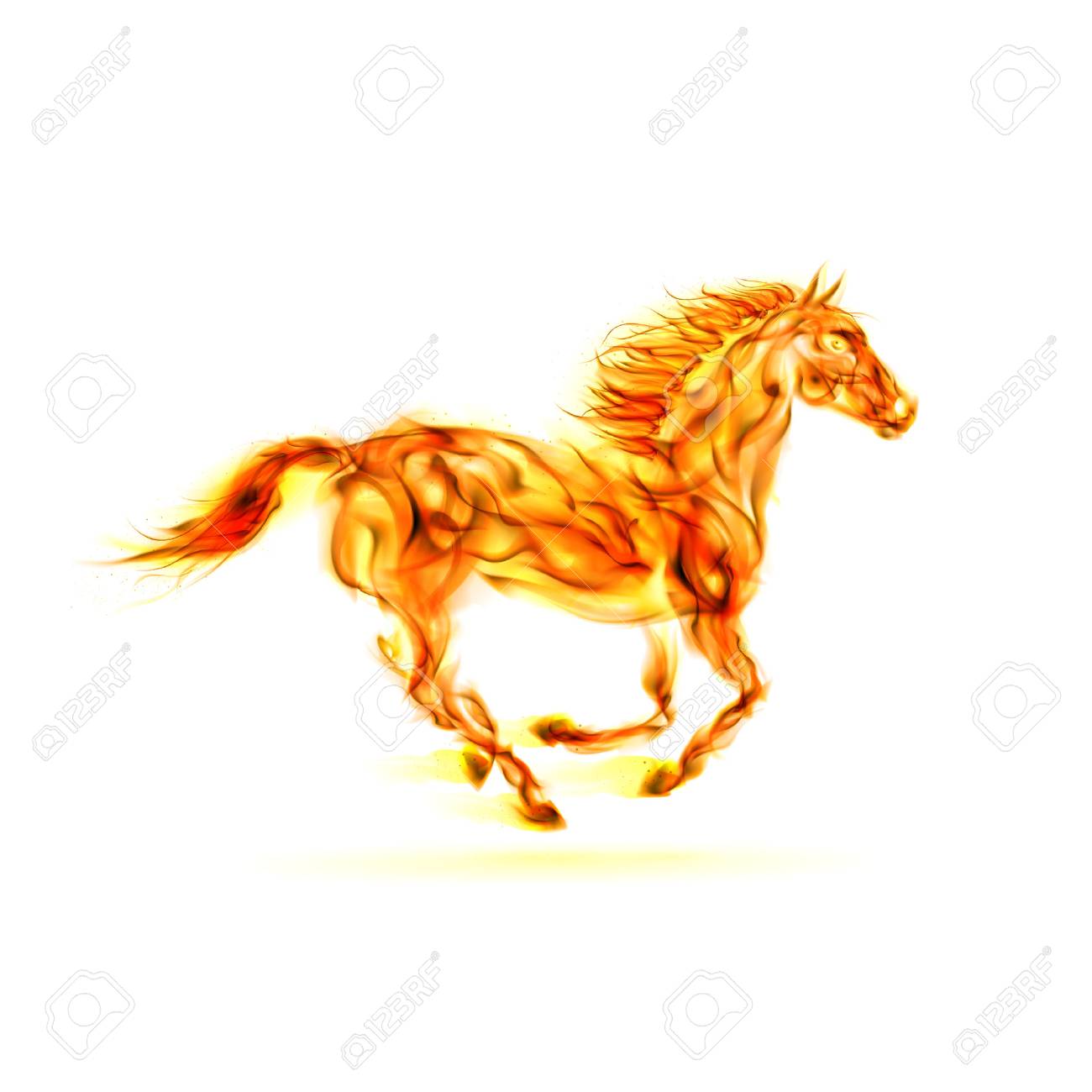 Free download Illustration Of Running Fire Horse On White Background ...