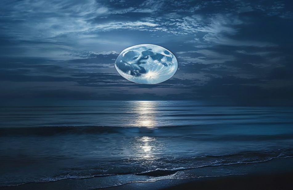 Moon Over Ocean Wallpaper
