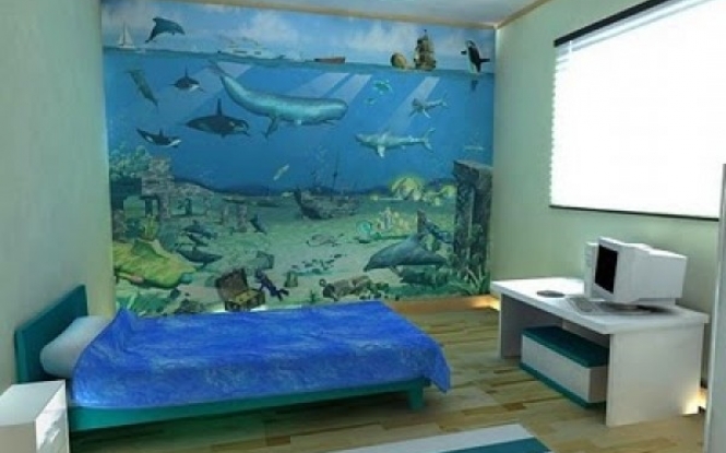 Fish Wallpaper Bedroom Design For Kids Tropical