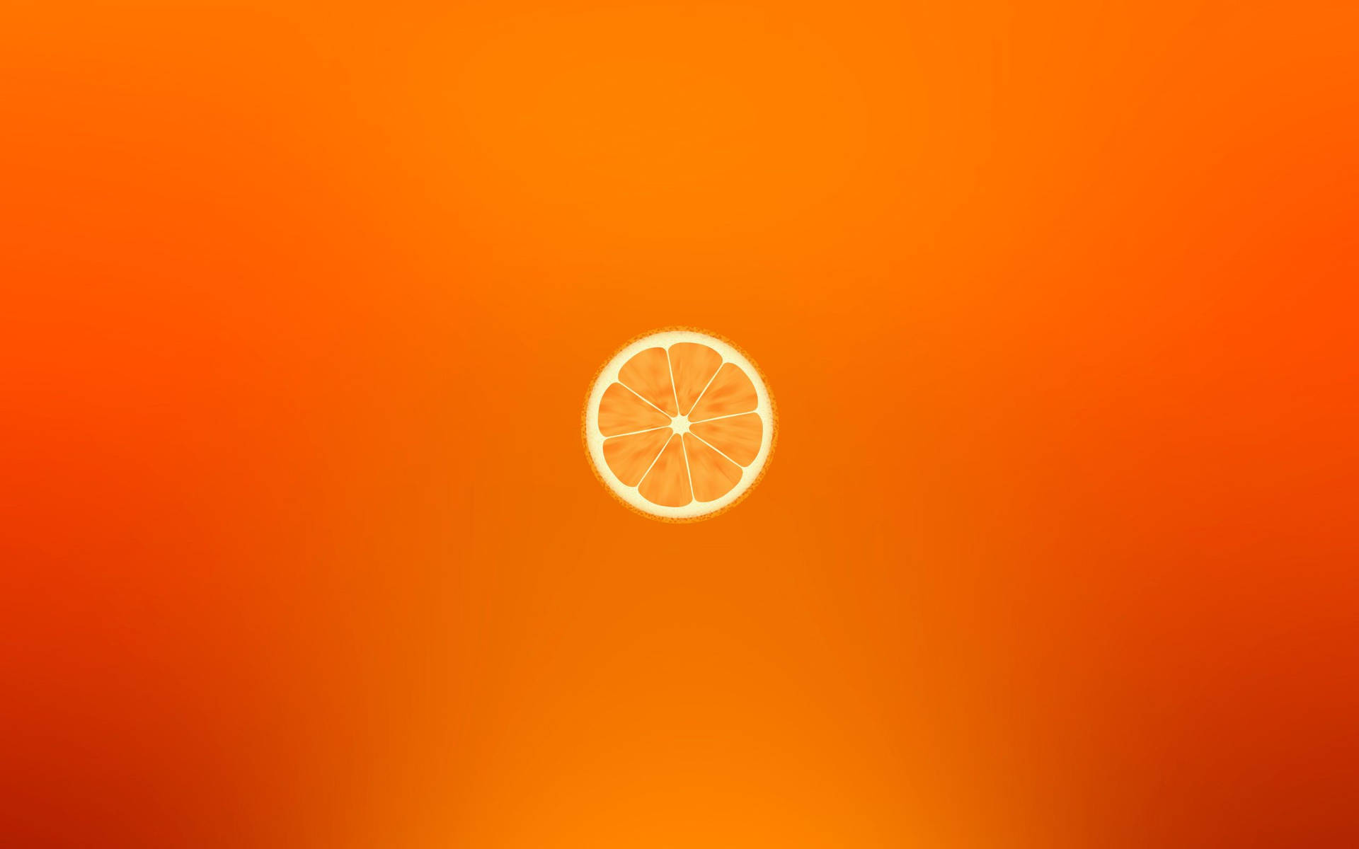 A minimalist orange slice on a vibrant orange background