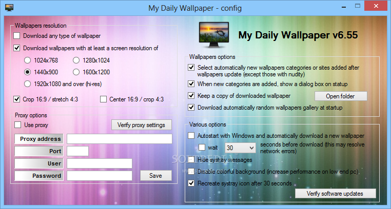 My Daily Wallpaper You Can Access The Configuration Window When