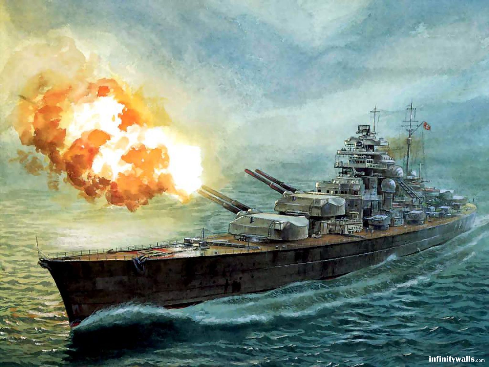 Paintings Battleship Wallpaper Wallpoper