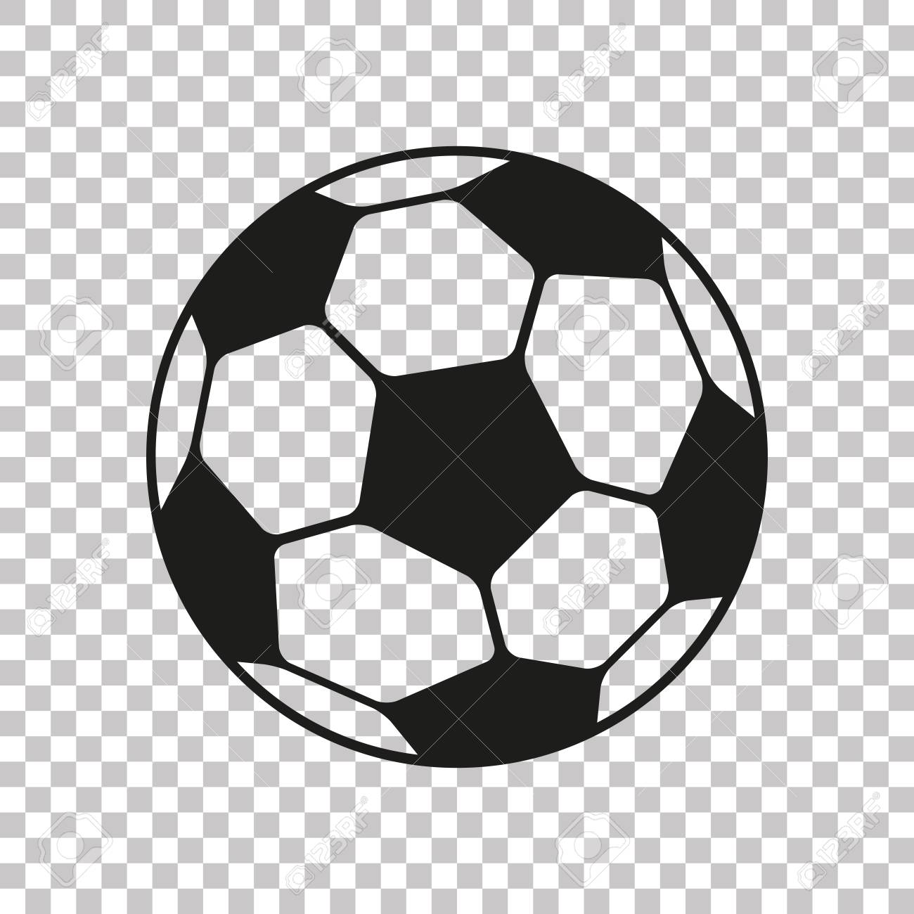 Football Icon In Flat Style Soccer Ball On Transparent Background