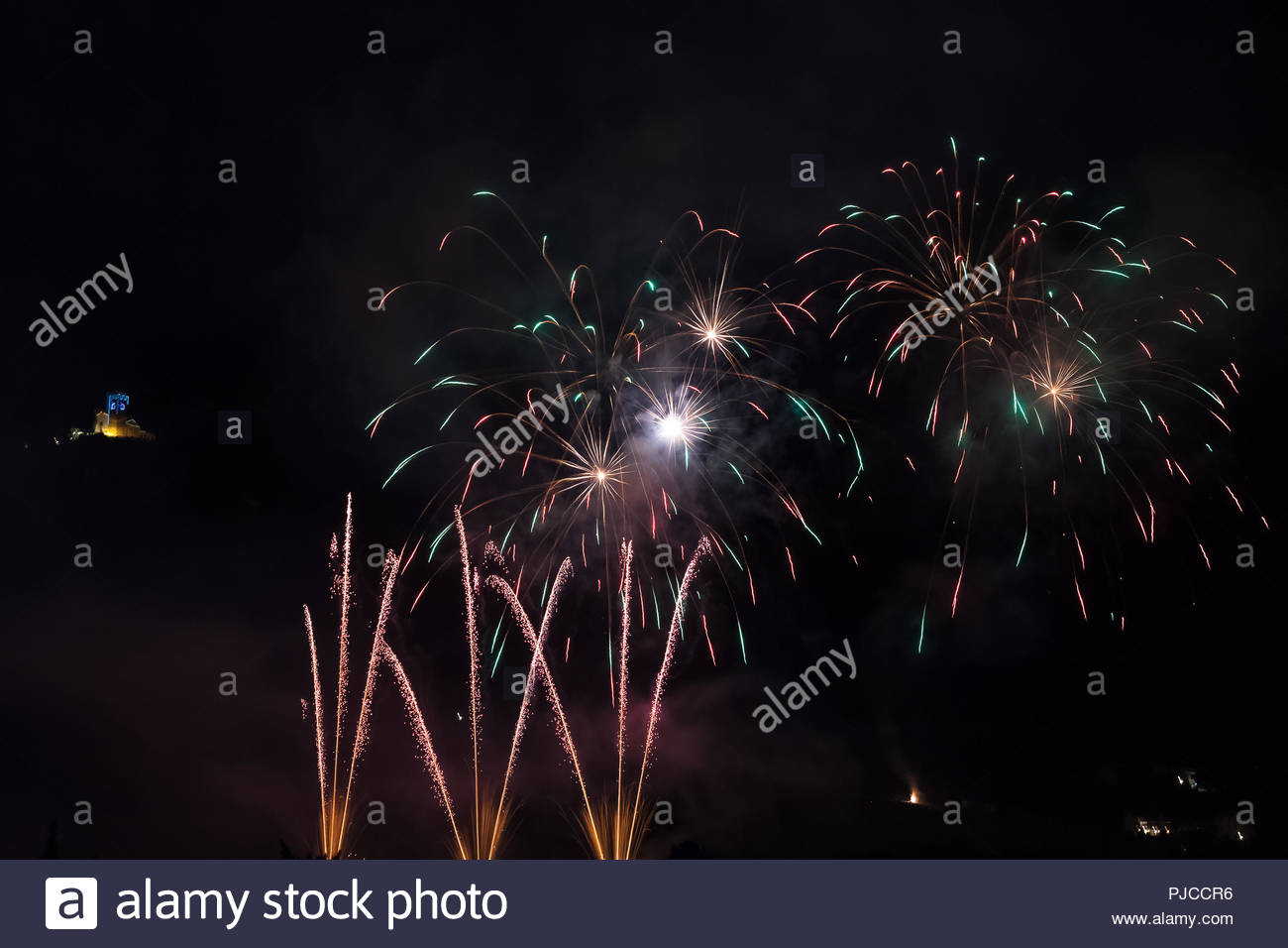 Wonderful Fireworks Fountains On The Feast Of Patron Saint