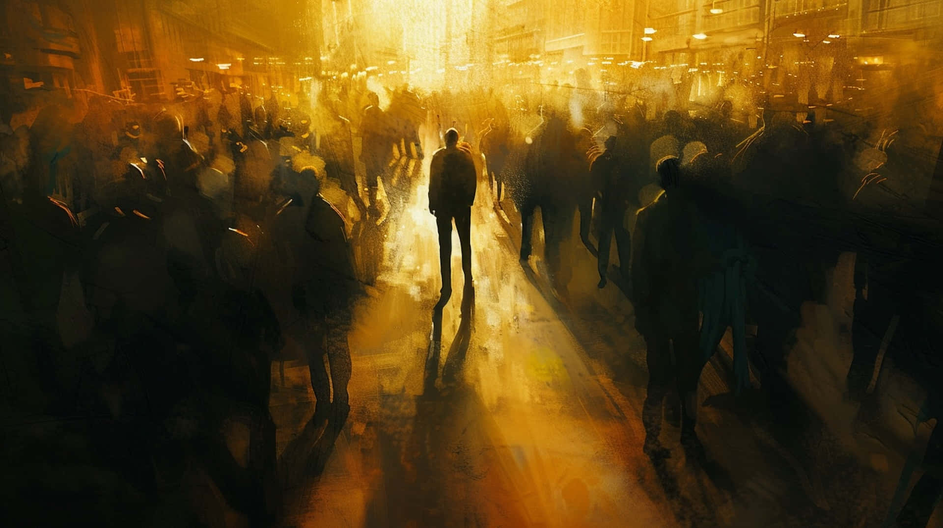 Lone Figure Amidst Crowd Wallpaper