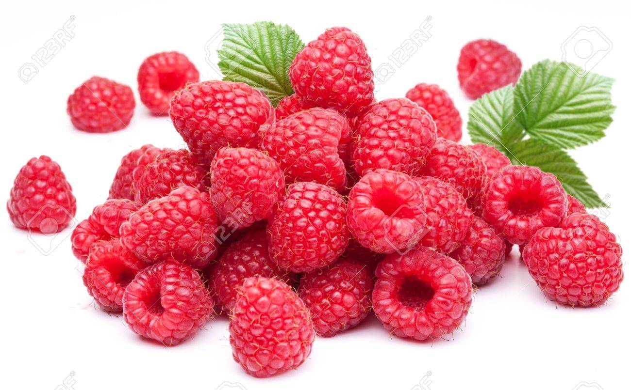Ripe Raspberries Isolated On A White Background Stock Photo