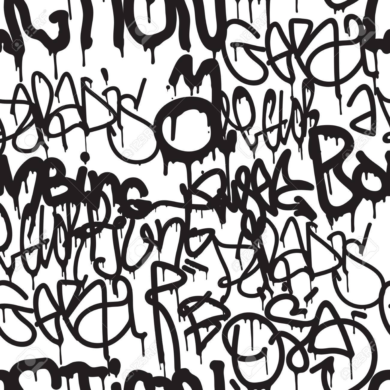 Graffiti Background Seamless Pattern Vector Tags Writing