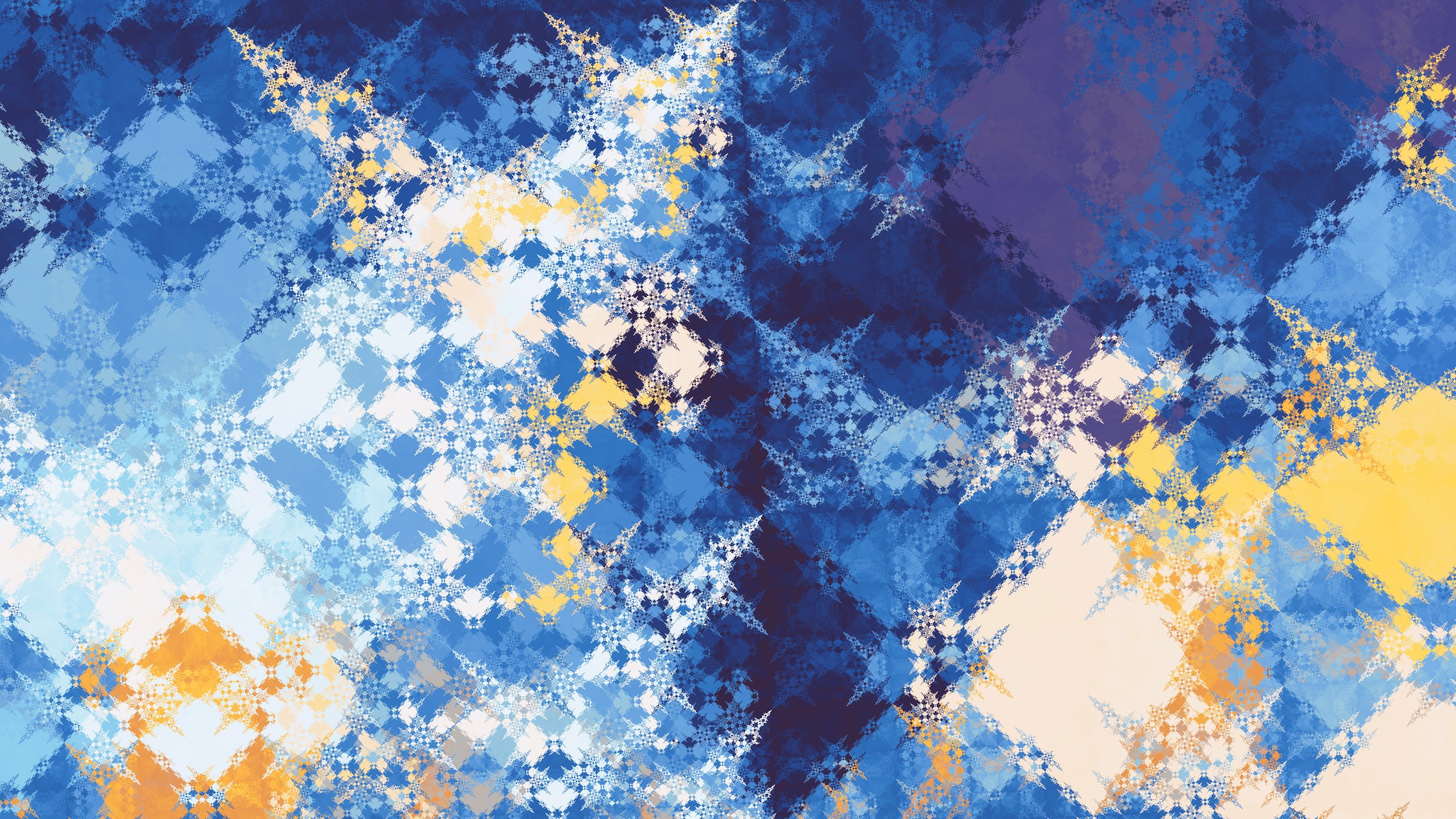 Blue Yellow Abstract Fractal 4k Desktop Wallpaper