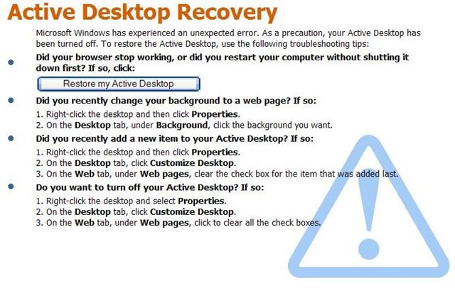 One Click Restore of Windows Desktop with Desktop Hijack Fix