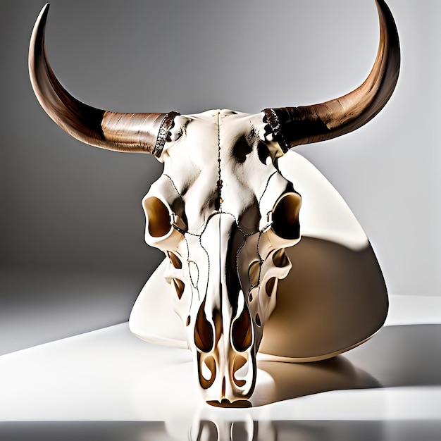 White Background Bull Skull With High Contrast Wallpaper