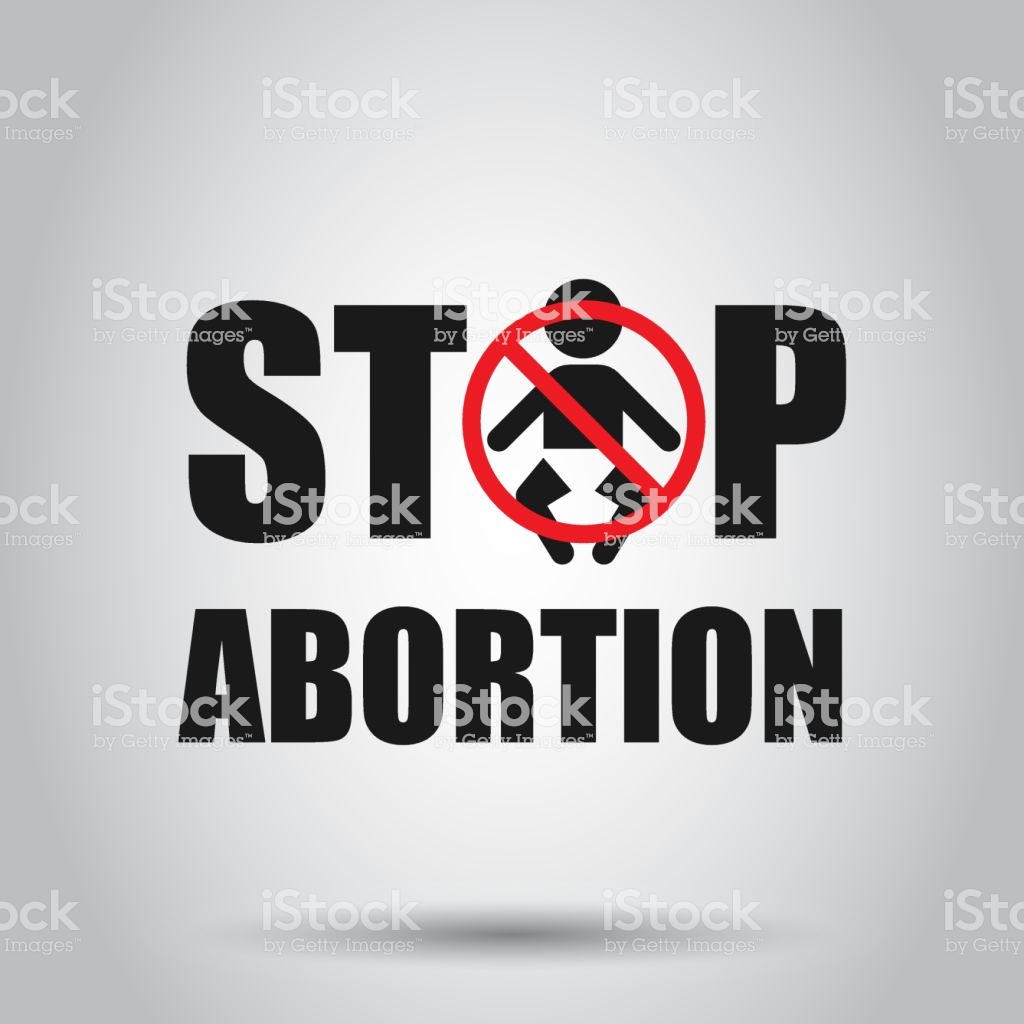 Stop Abortion Banner Icon In Flat Style Baby Choice Vector