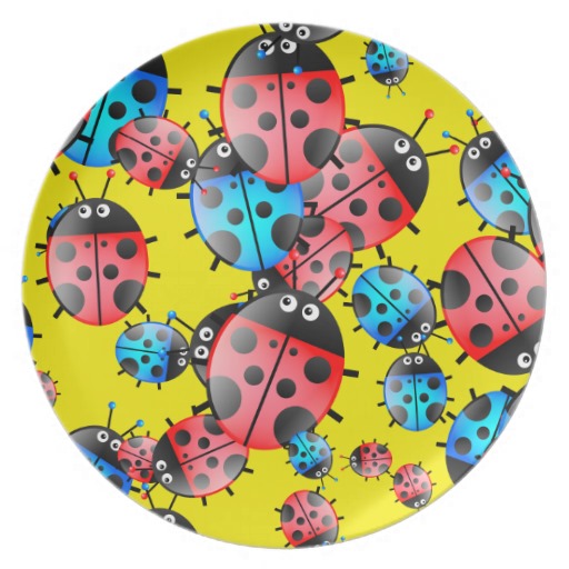 Cute Cartoon Red Blue Ladybug Wallpaper Dinner Plates