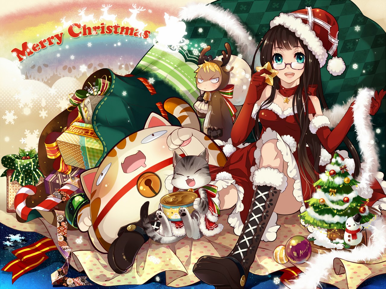 Anime Christmas Girls Desktop Wallpaper Animewp