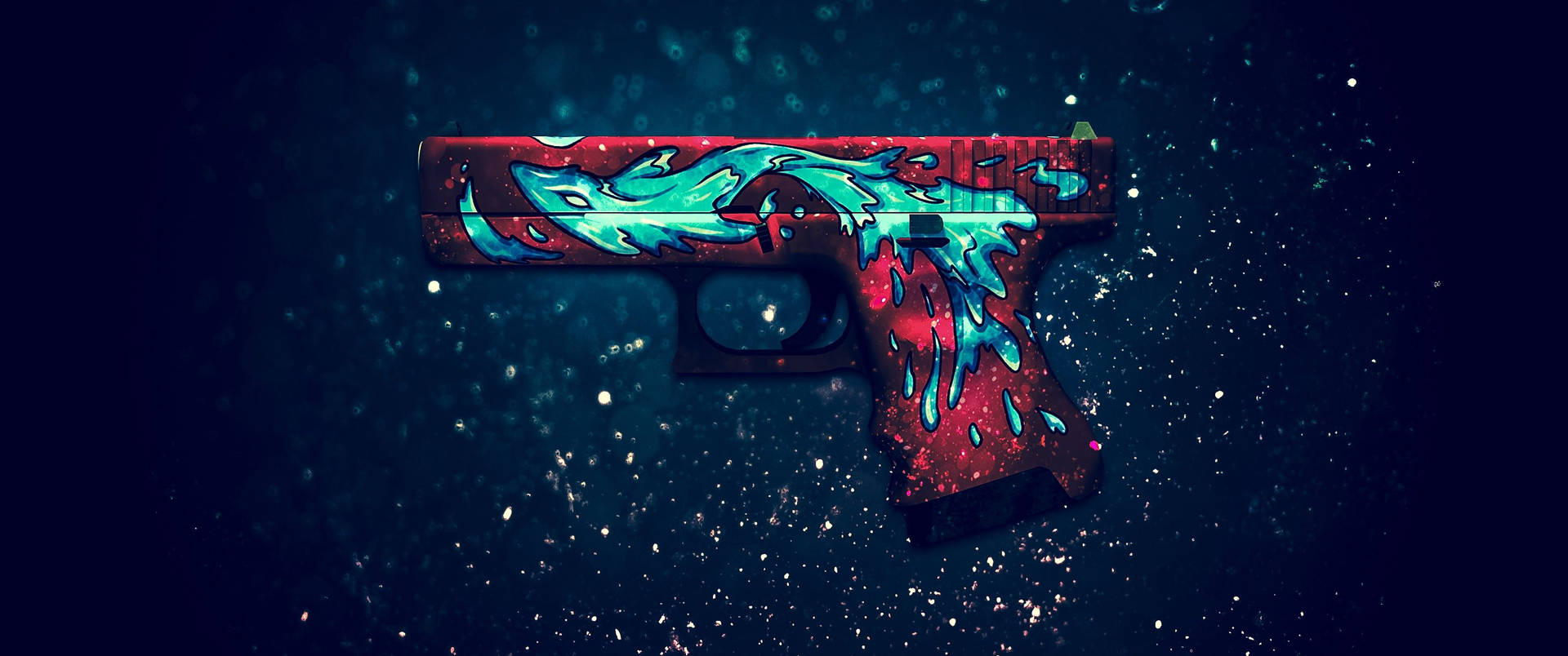 CS:GO Glock-18 | Water Elemental Skin on a dark, starry background