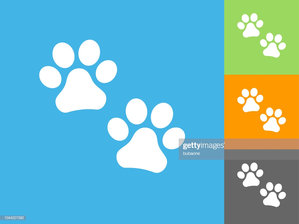 Paw Prints Flat Icon On Blue Background Stock Illustration Getty