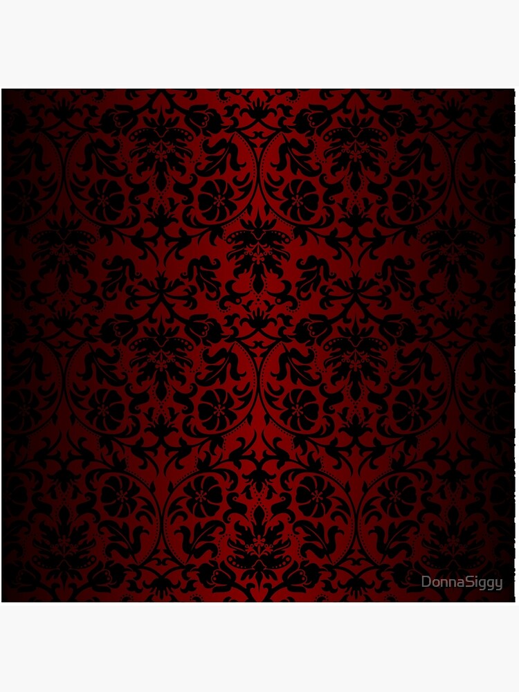 Dark Red and Black Damask Pattern Art Board Print for Sale by
