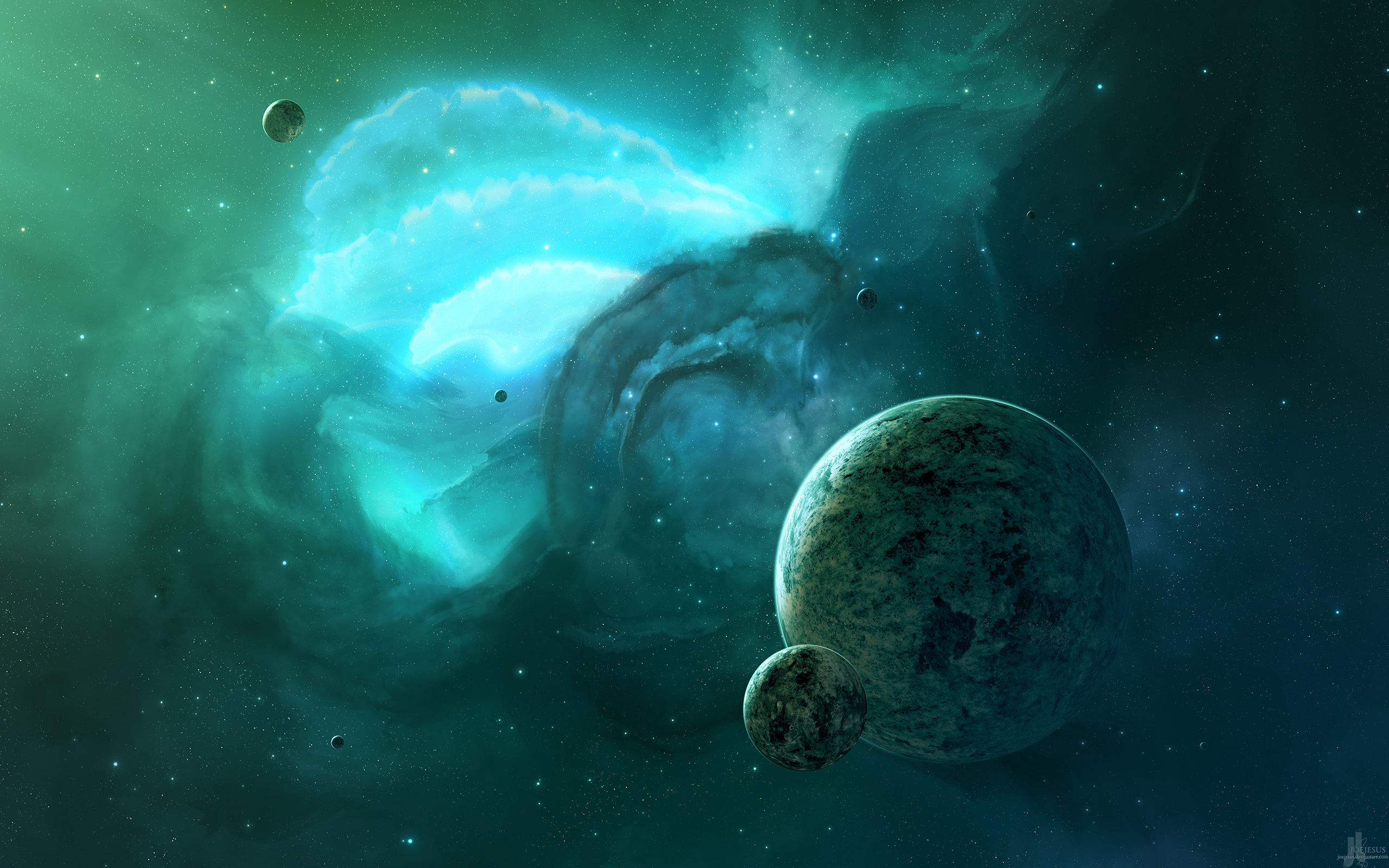 Pla Stars Green Nebula Wallpaper