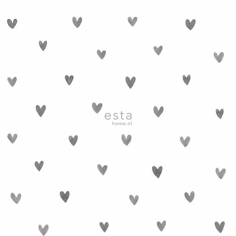 White Wallpaper With Grey Hearts All