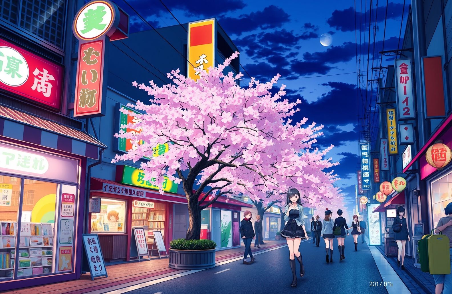 Japanese Anime Street 1080p Wallpaper