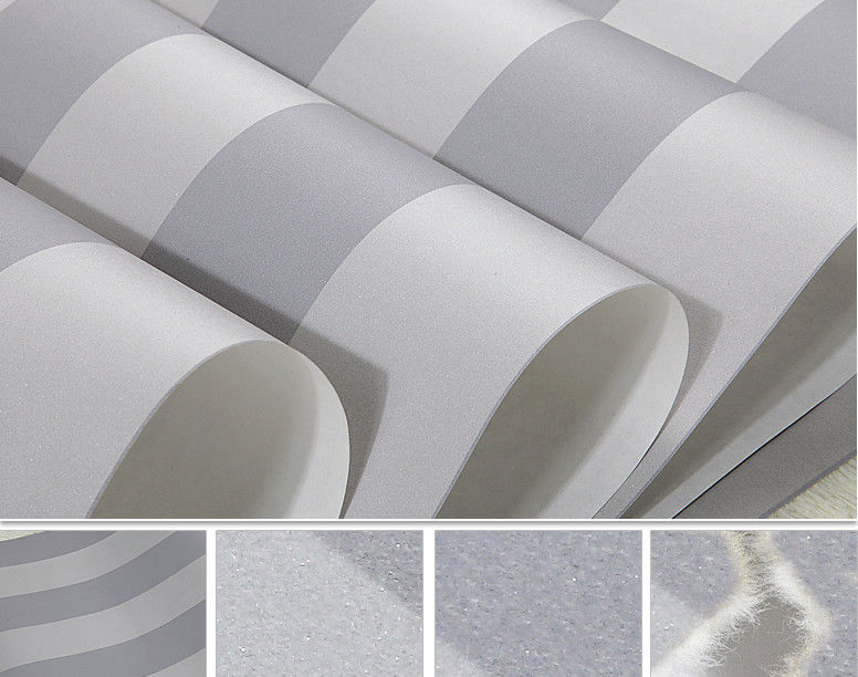Simple Style Grey Surface Striped Nonwoven Wallpaper Ship