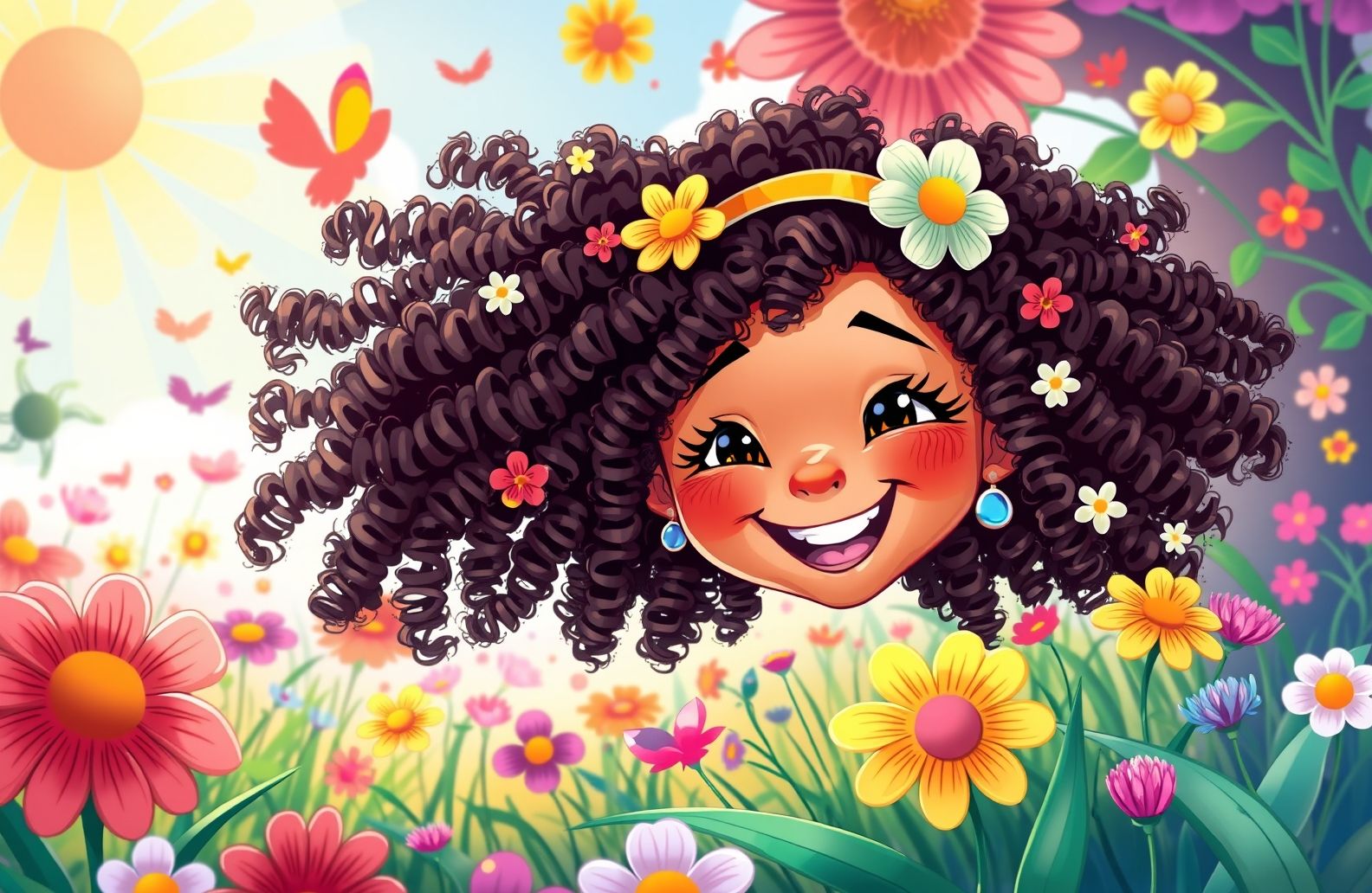 Curly Girl Cartoon Wallpaper