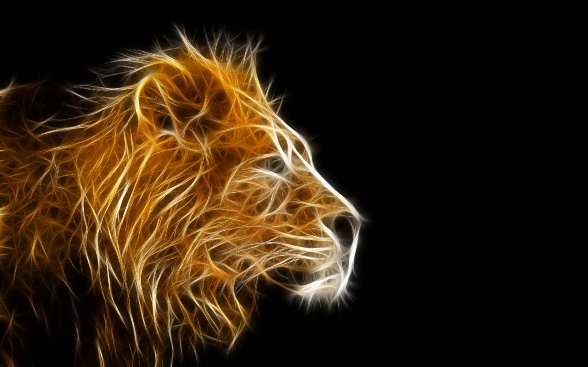 3D Render of a Lion's Head on a Black Background