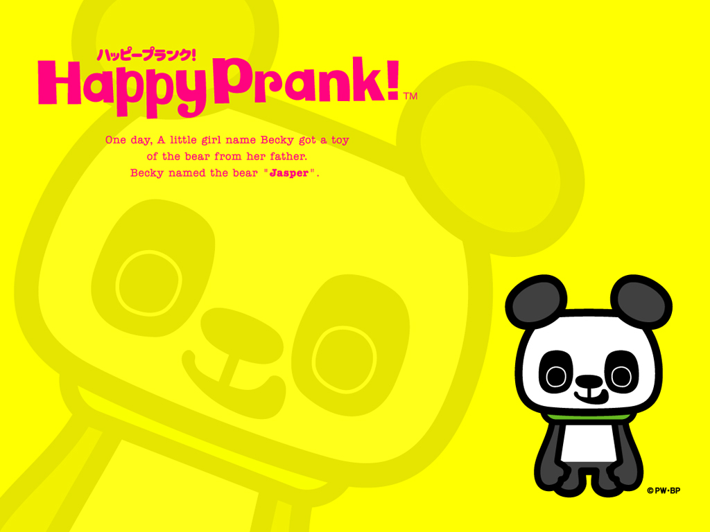 Happy Prank Kawaii Wallpaper In Yellow With A Cute Panda Hawaii
