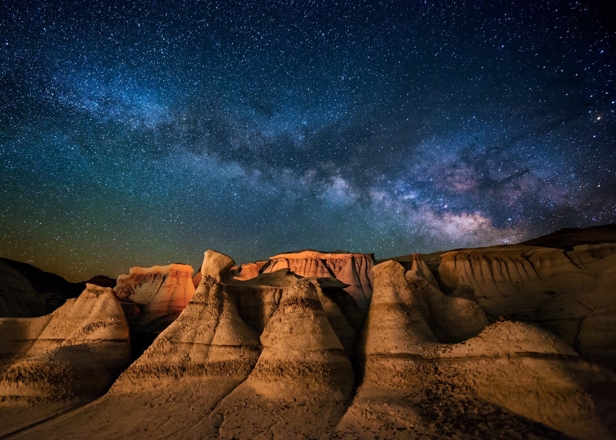 landscape Nature Milky Way Galaxy Starry Night Desert