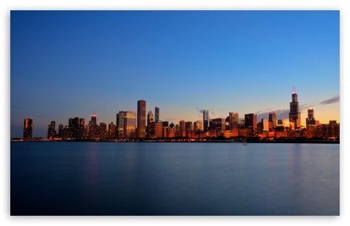 Chicago Skyline Night HD Desktop Wallpaper High Definition