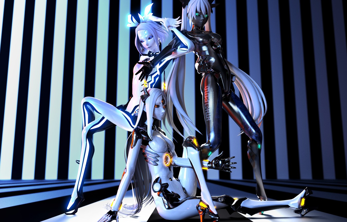 Wallpaper Girls Robots Vocaloid Bow Tri Oxygen Luka