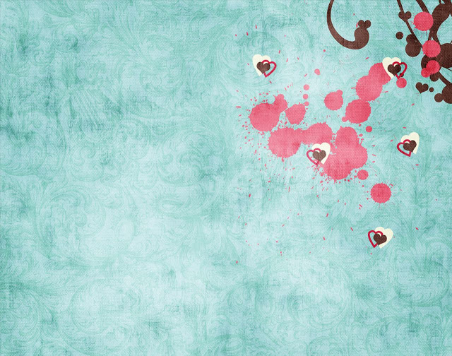 Turquoise Swirl Lovely Heart Wallpaper