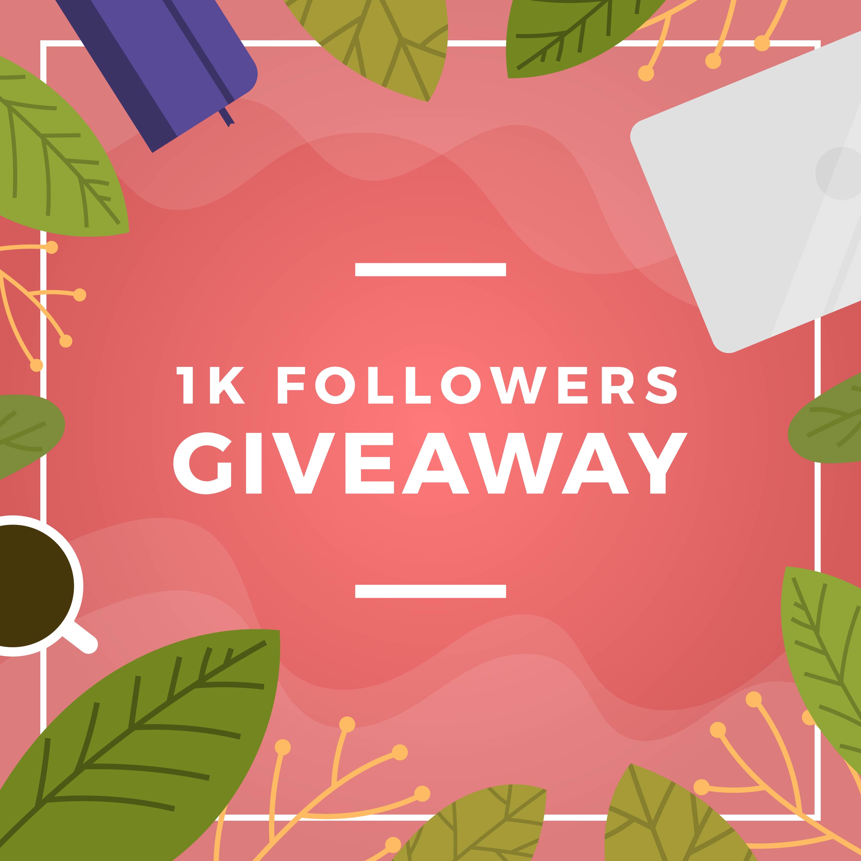 Flat Floral And Stuff Instagram Contest Giveaway Template Vector