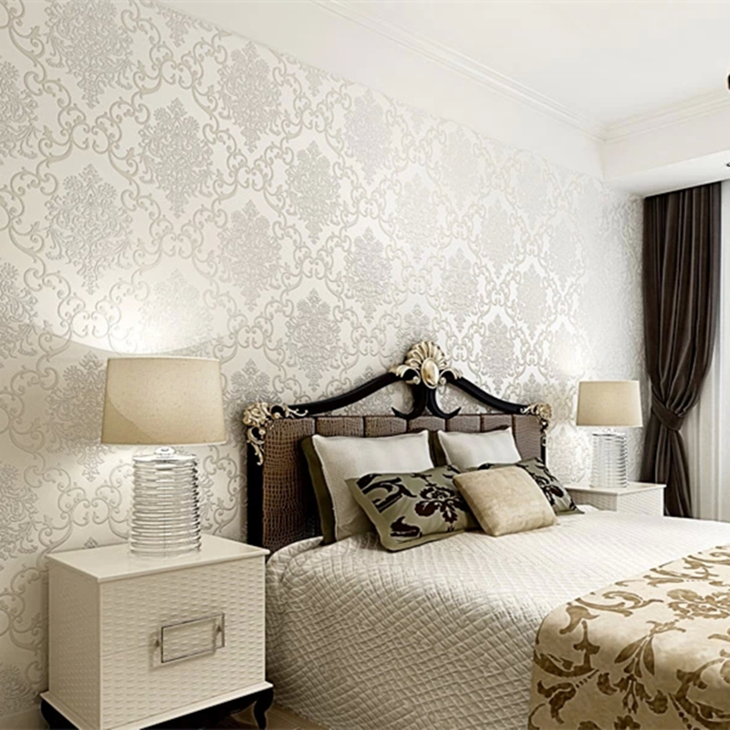 silver wallpaper bedroom