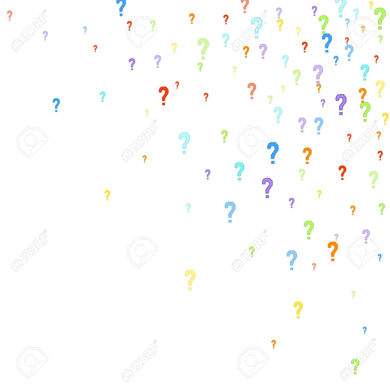Question Marks Scattered On White Background Quiz Doubt Poll